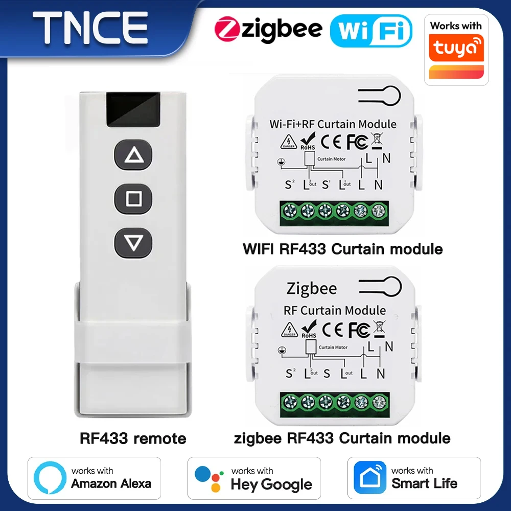 Smart WiFi Curtain and Roller Blind Controller with Voice Activation
