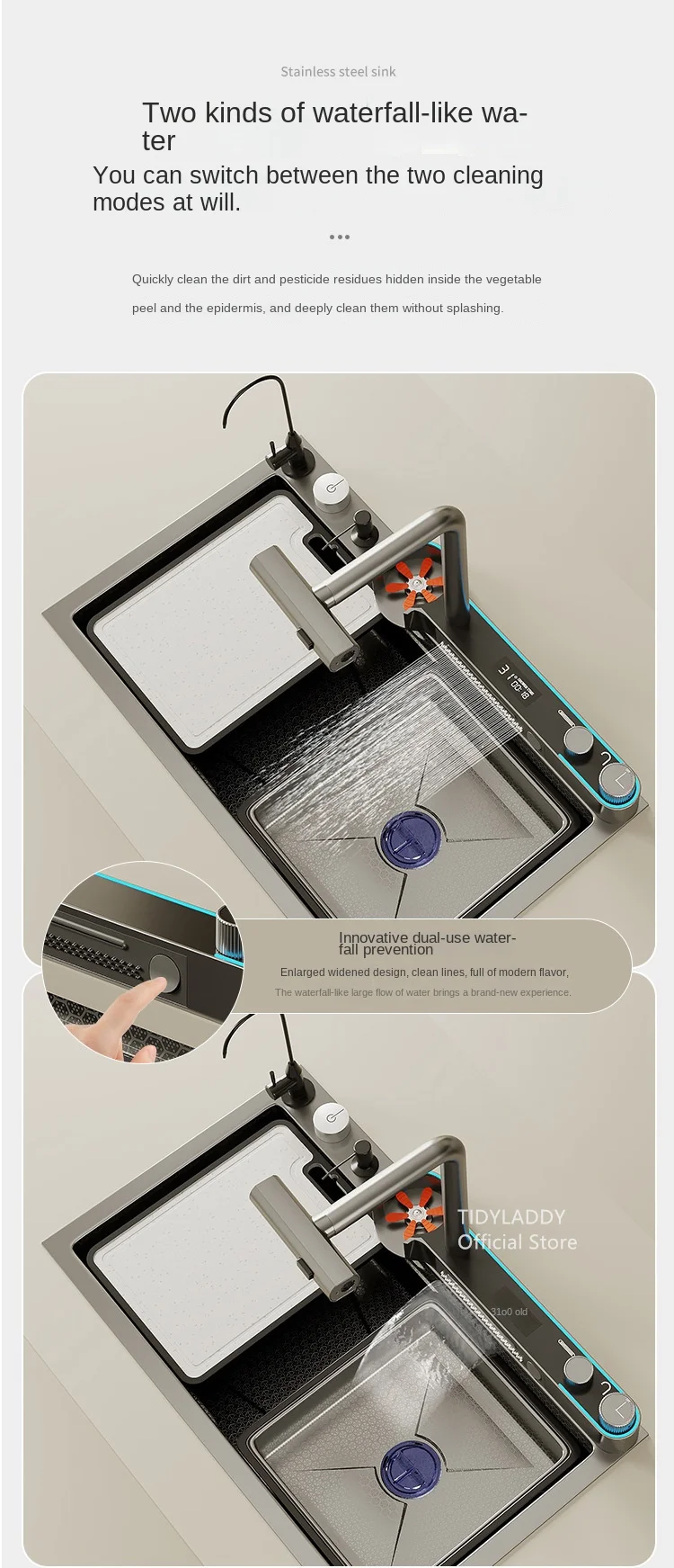 Description Picture 5 of itemNew Pull Out Waterfall Kitchen Sink Water Tap Kitchen Sink Multifunction Waterfall Kitchen Faucets Novel Kitchen Accessorie