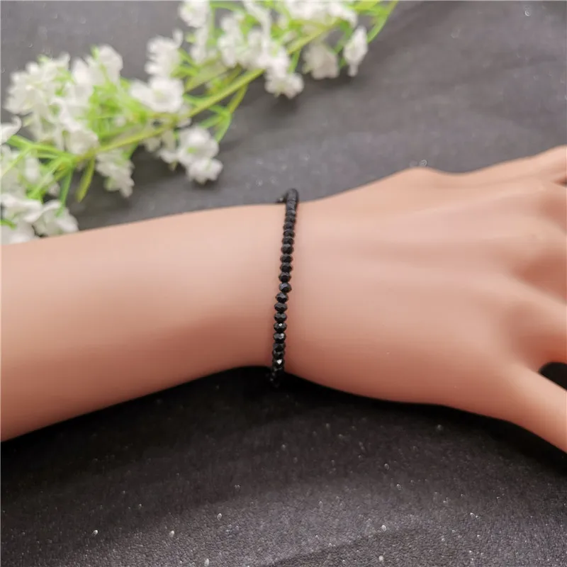 3mm Black Glass Beads Charm Bracelet For Women Bohemian Gold Silver Color Link Chain Bracelet Jewelry JCYMONG bracelet jewelry