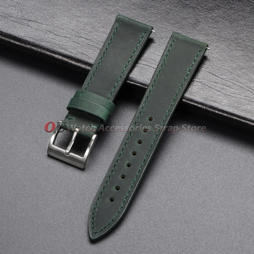 Vintage Crazy Horse Cowhide Leather Quick Release Watch Band Strap