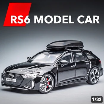 1/32 RS6 Car Model Toy Simulation Alloy Diecast Doors Opened Sound Light Shock Absorption Vehicle Models Ornaments Child Gifts 1