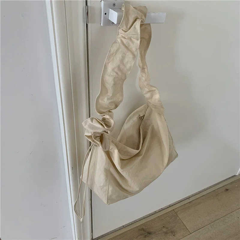 Fashion Large Capacity Canvas Bag Female Literary Style Single Shoulder Bag Novel Solid Color Handbag