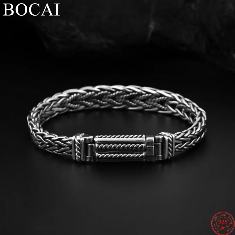 

Браслет BOCAI из стерлингового серебра S925 с подвесками для женщин и мужчин, новинка, модная спиральная заусенная цепочка 10,5 мм, ювелирные изделия в стиле панк, бесплатная доставка