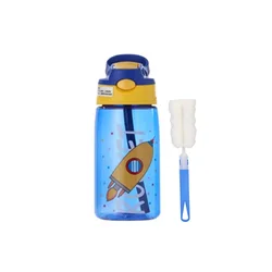 Creative Cartoon Kids Sippy Cup - 480ml Spill - Proof Drinkware with Straw and Lid - <500ml (Blue 2pcs)