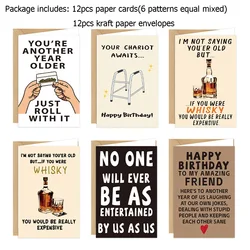 12 - Piece Birthday Greeting Cards Set with Humorous Messages - Party Supplies & Decorative Invitations (Birthday cards)