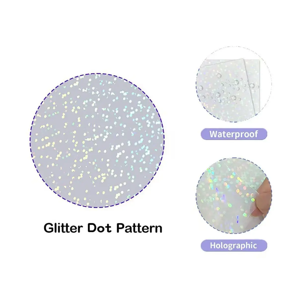 1 롤 57x25mm 반짝이는 홀로그램 투명 감열지 롤 C9/C13/C15/C17/C19/C20 미니 프린터용 방수 접착제