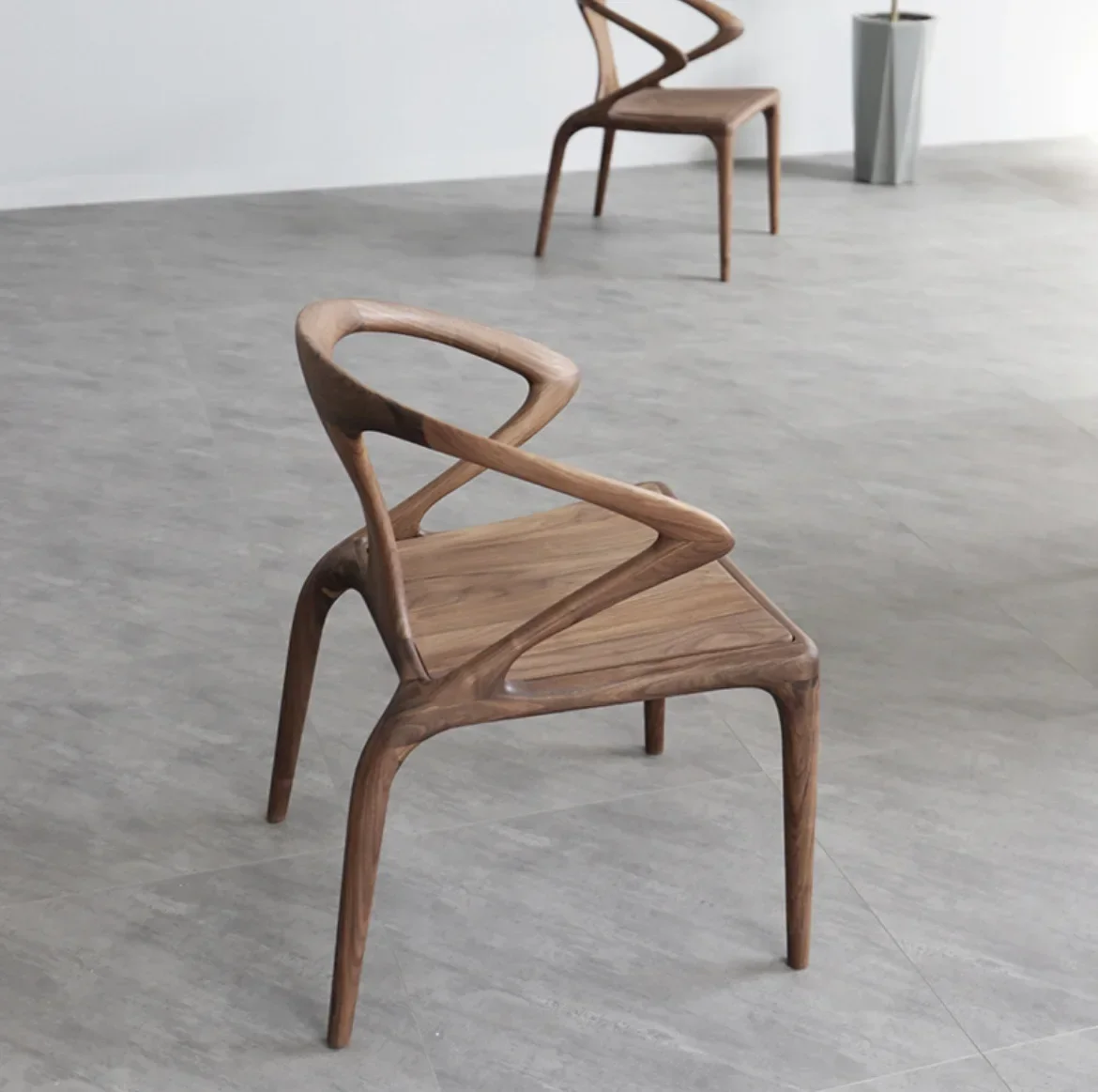 Dining Chair North American Black Walnut Balcony Restaurant Simple Solid Wood Leisure Chair