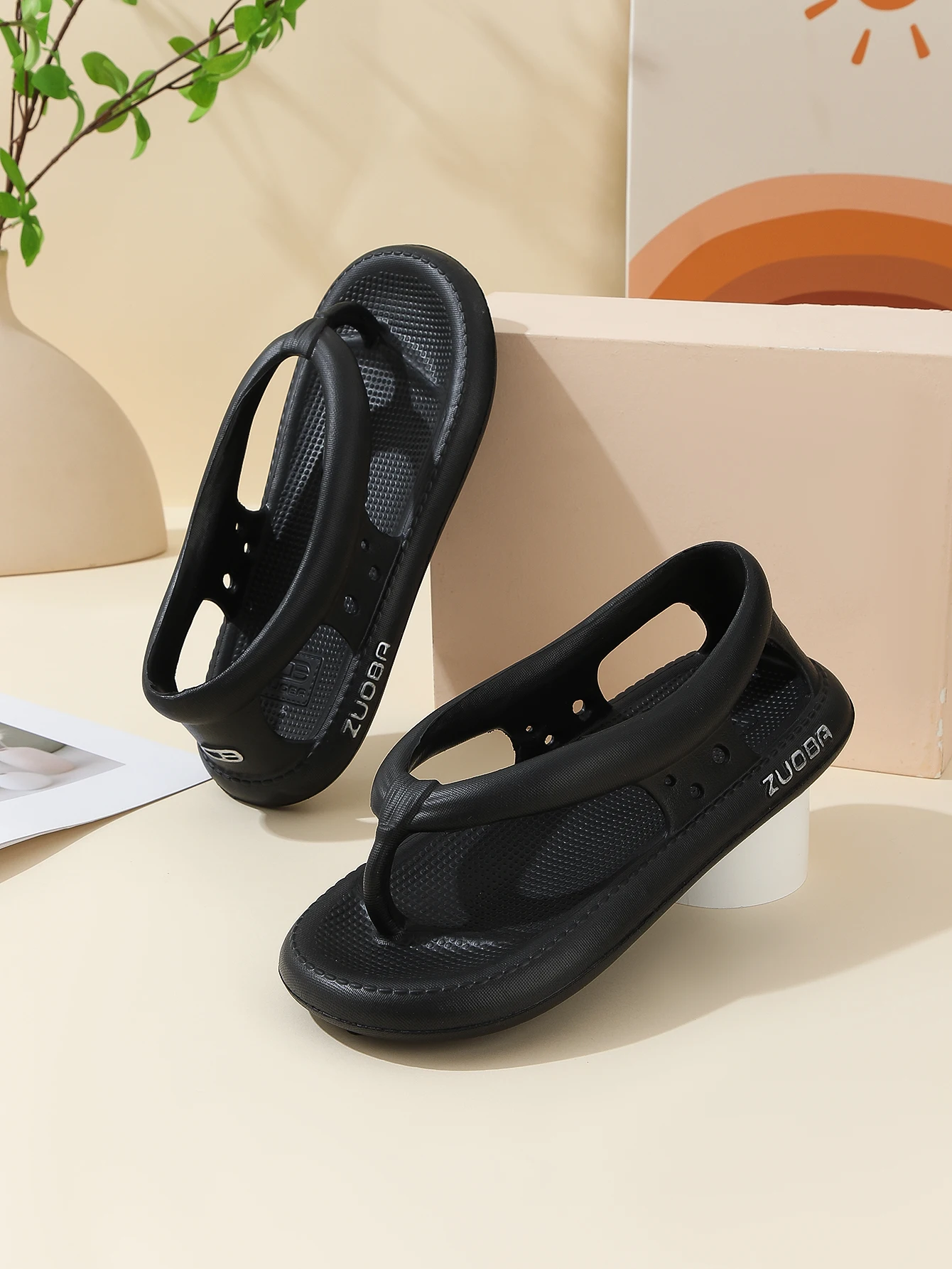 Flip-flops with heel for men and women in summer, non-slip, durable and wear-resistant, flip-flops with heel, thickened slippers - 5