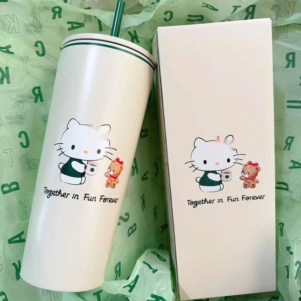 Description Picture 5 of itemNew Cute Cartoon Cat Insulated Cup With Simple And High Beauty Stainless Steel Straw Cup Portable Travel And Camping Goods
