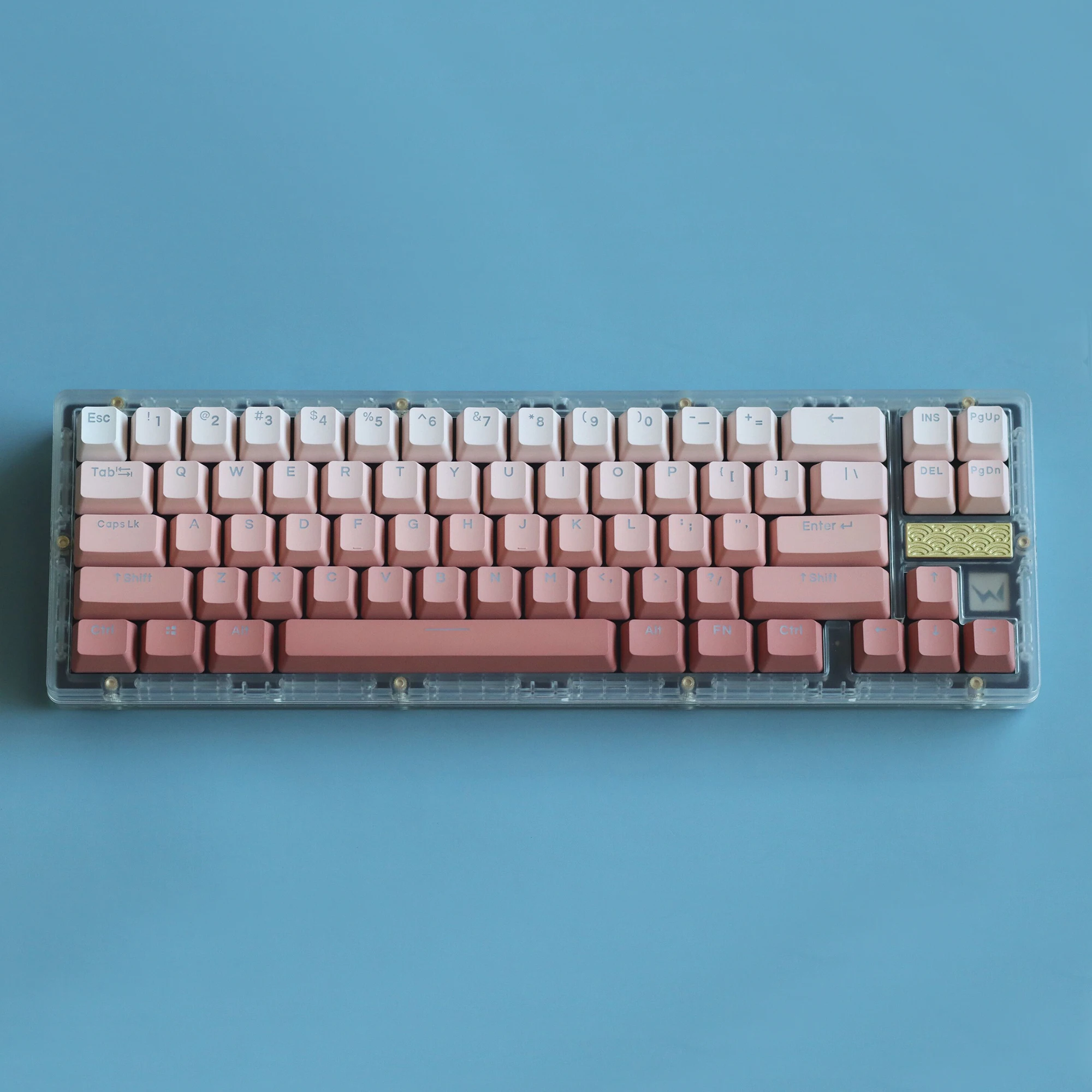 Pink Gradiente Keycaps para Teclados Mecânicos Perfil Oem Retroiluminado Transparente Pbt Lado Top Print Gk61 68 87 104 - Imagem 6