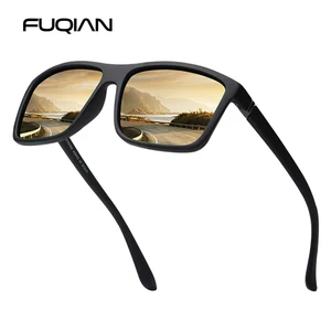 Classic Black Square Polarized Sunglasses Men Fashion Mirror Blue Sun Glasses Unisex Vintage Anti Glare Driving Shades UV400