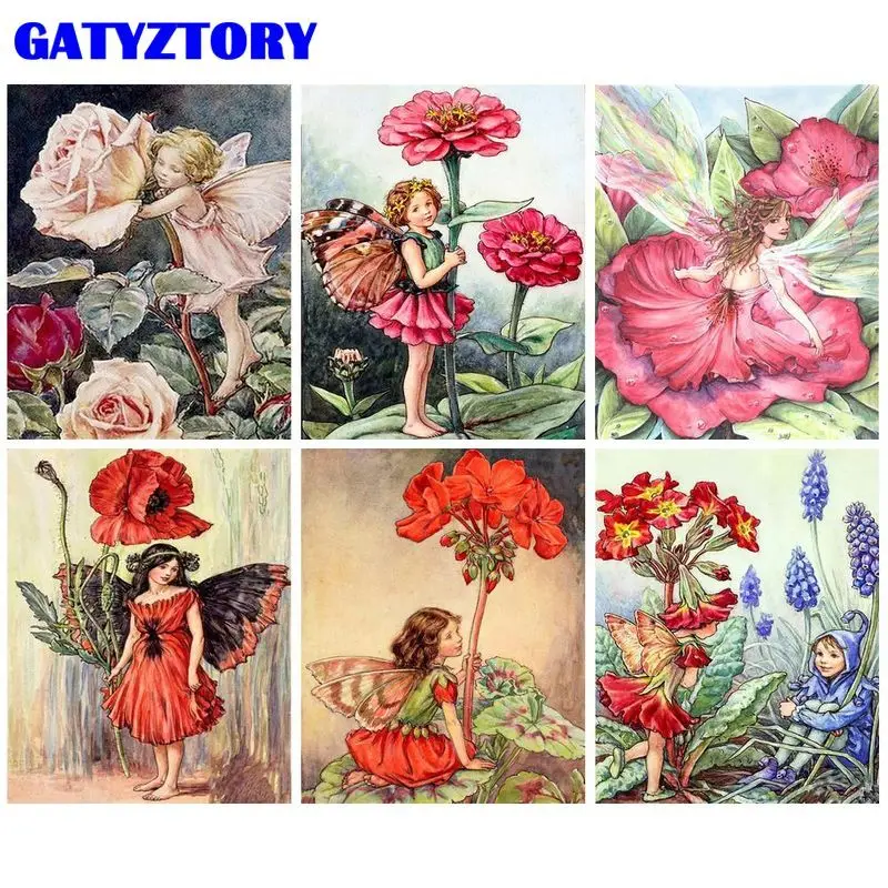 

GATYZTORY Pictures By Number Butterfly Fairy Kits Home Decoration Painting By Numbers Flowers Drawing On Canvas Artwork Diy Gift
