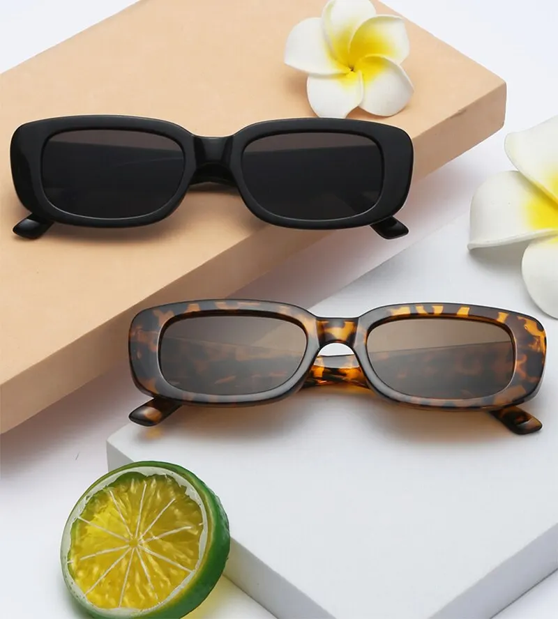 Kleine Sonnenbrille mit quadratischem Rahmen, Vintage-Mode, schmaler quadratischer Rahmen, UV400-Schutz, Autofahrerbrille_voghion.com