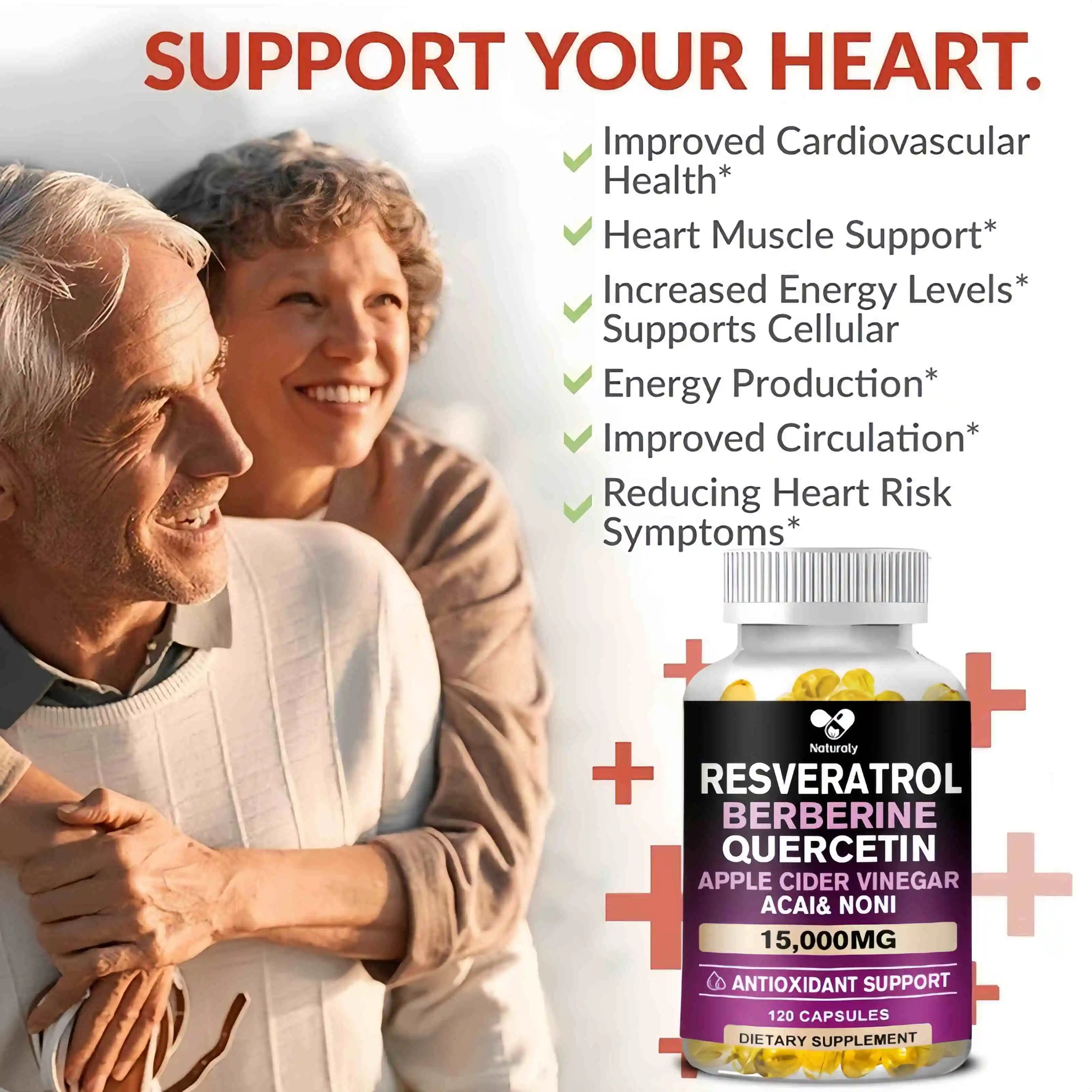 Resveratrol 15000 Mg Powerful Antioxidant and Anti-resveratrol for Anti-aging and Supporting Cardiovascular Health