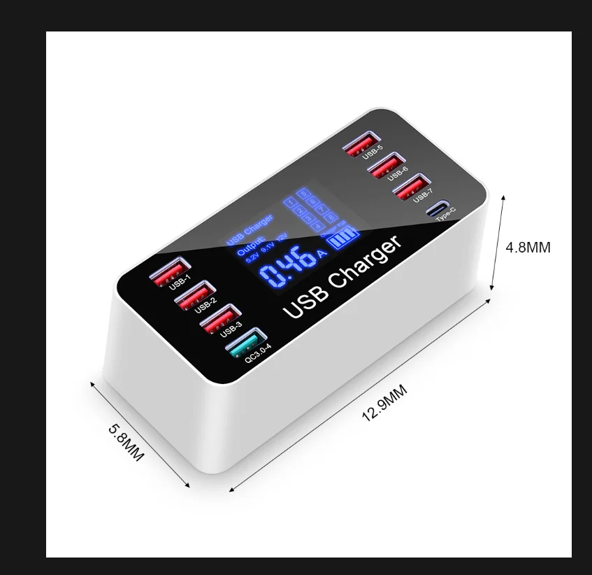 Multi Usb Portas Fast Desktop Hub Carregador de Parede Carga Carga Rápida 3.0 - Imagem 5