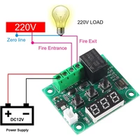 W1209 with Case 12V DC Digital Temperature Controller Board Micro Digital Thermostat Electronic Temperature Temp Control Module 3