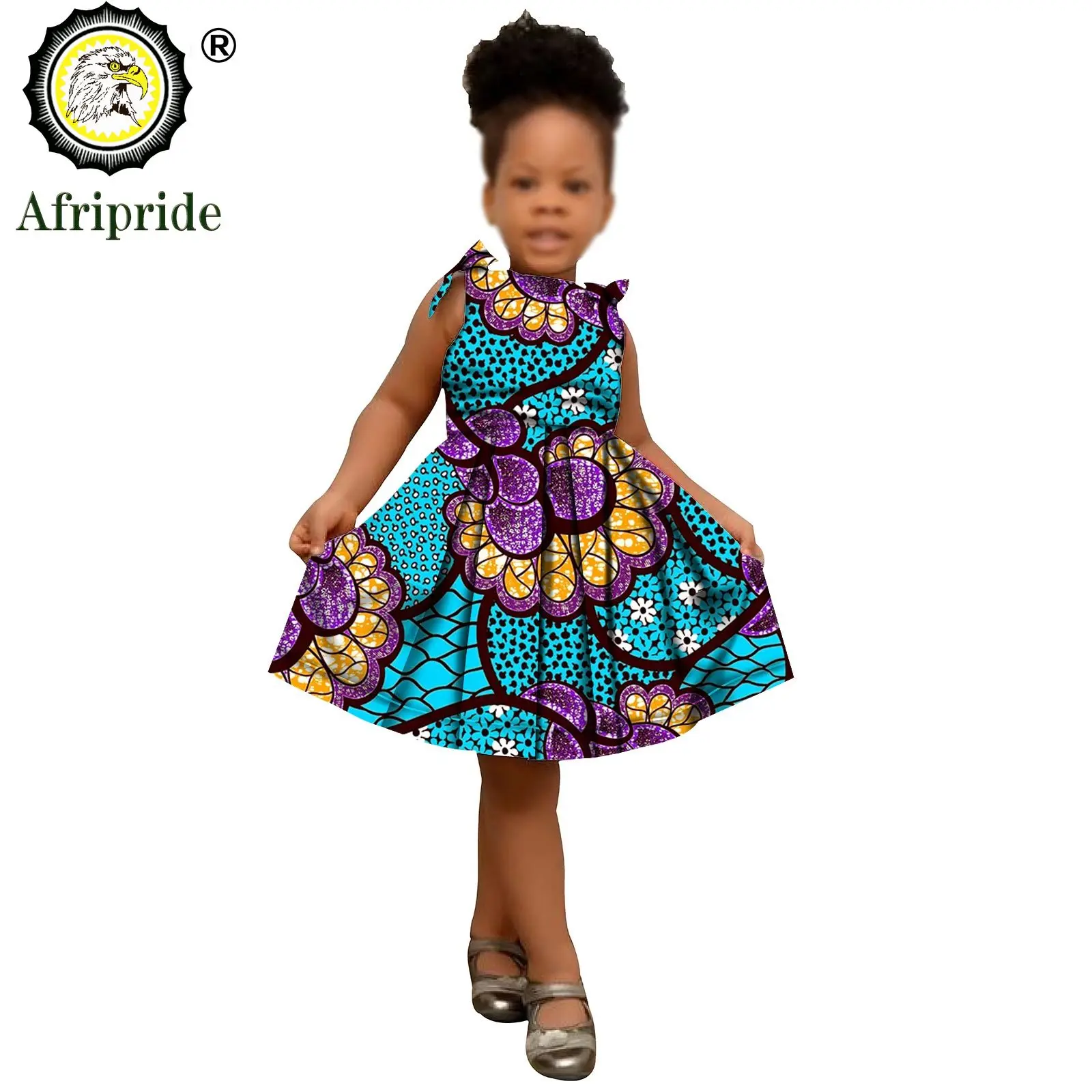 African Children Clothing Kids Dashiki Ankara Print Dresses Sleeveless Lovely Mini Dress for Girl AFRIPRIDE S1940005
