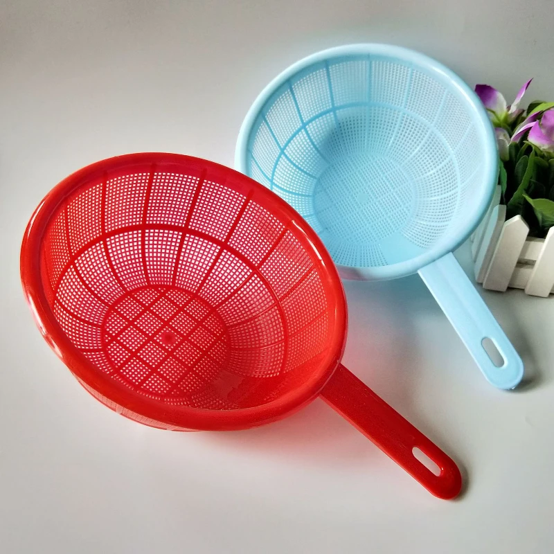 1/2Pcs Household Kitchen Plastic Vegetable Net Strainer Red Circular Rice and Fruit Wash Drainage Storage Basket With handle
