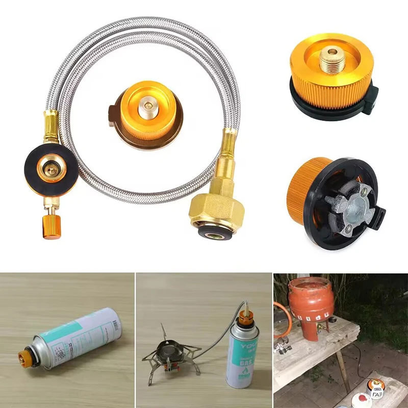 Description Picture 4 of itemGas Cylinder Filling Adapter Camping Gas Stove Burner Hiking Outdoor Burner Gas Tank Furnace Connector Valve Braided Hose