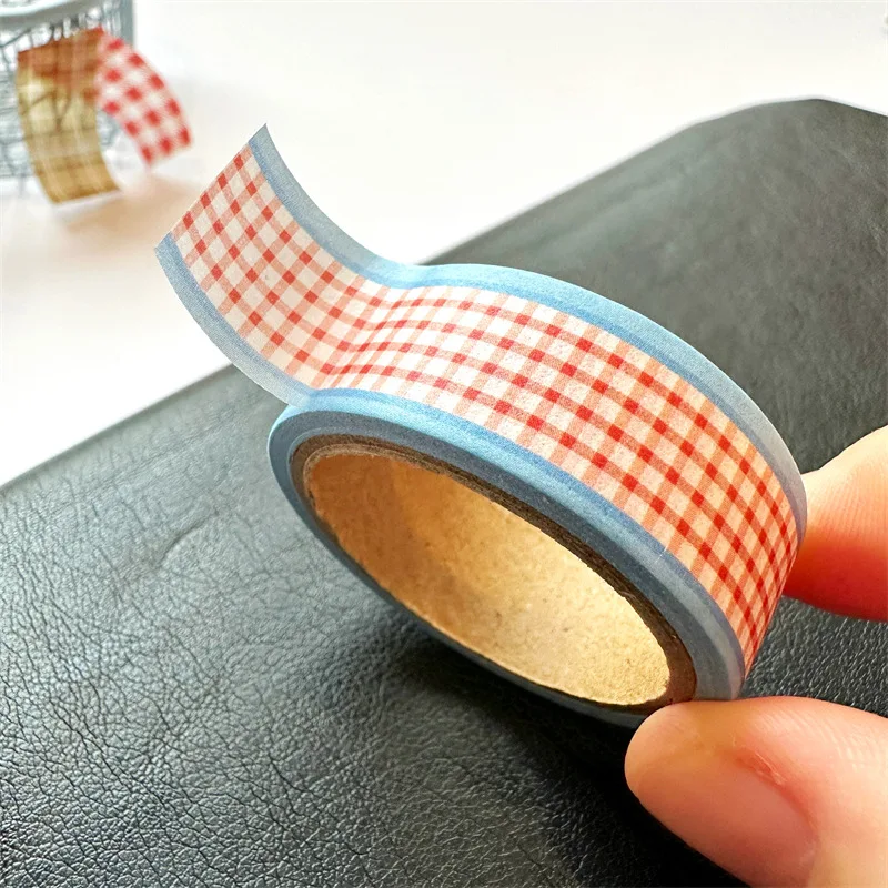 Korean Ins Retro Grid Decoration Adhesive Tape Planner Handbook DIY Scrapbooking Journal Collage Material Stickers 4