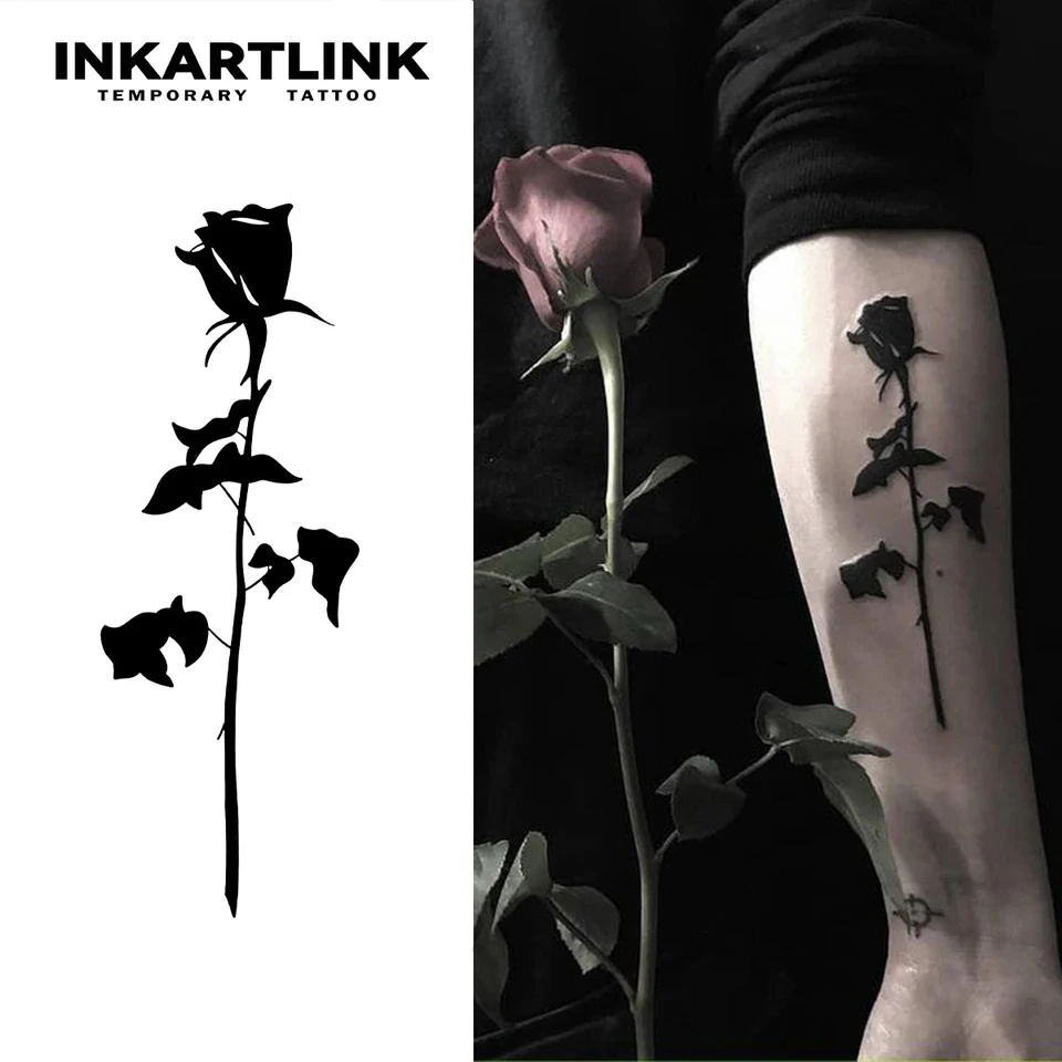 Temporäre Tattoos Rosen-Motiv – Wasserfester Sticker-Bogen, 15 X 21 Cm