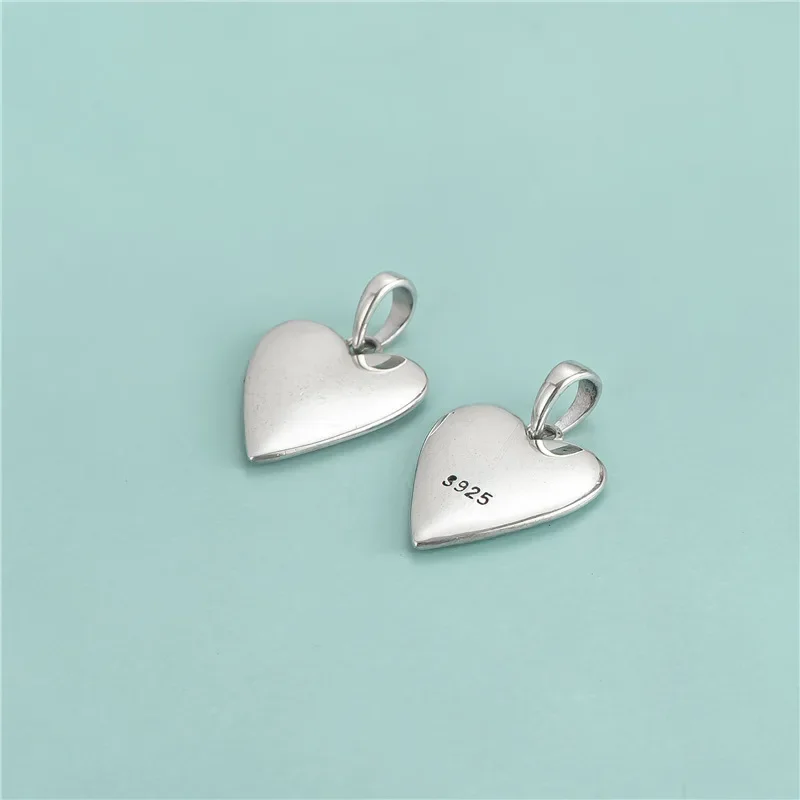 TrustDavis Real 925 Sterling Silver Sweet Romantic Glossy Heart Charm Pendant Handmade DIY Necklace Accessories Jewelry DZ704 pendant necklace silver necklace silver pendant silver necklace charms