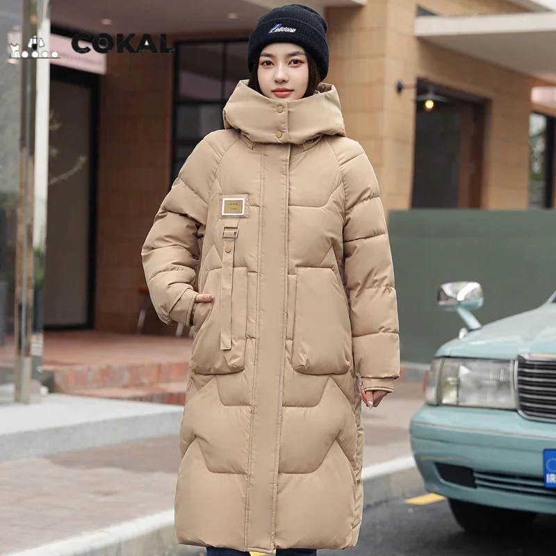 

COKAL женское пуховое хлопковое пальто с капюшоном 2023 Новая зимняя Женская куртка плотное теплое ветрозащитное повседневное студенческое пальто