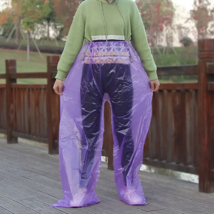 Foot-Wrapped Thickened Wear-Resistant Foot-Sealed Rain Pants Long Outdoor Portable Raincoat Drifting Waterproof Pants Cycling Disposable Rain Pants