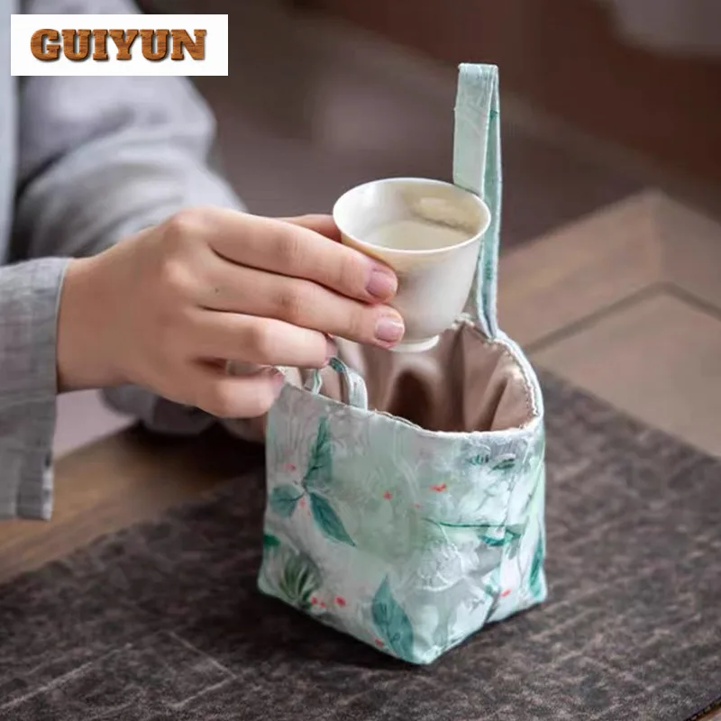 Chinese Yarn Woven Brocade Tea Cozies Zen Tea Cozy For Teapot Portable Small Bag Travel Set Bag For Supplies Craft Gifts
