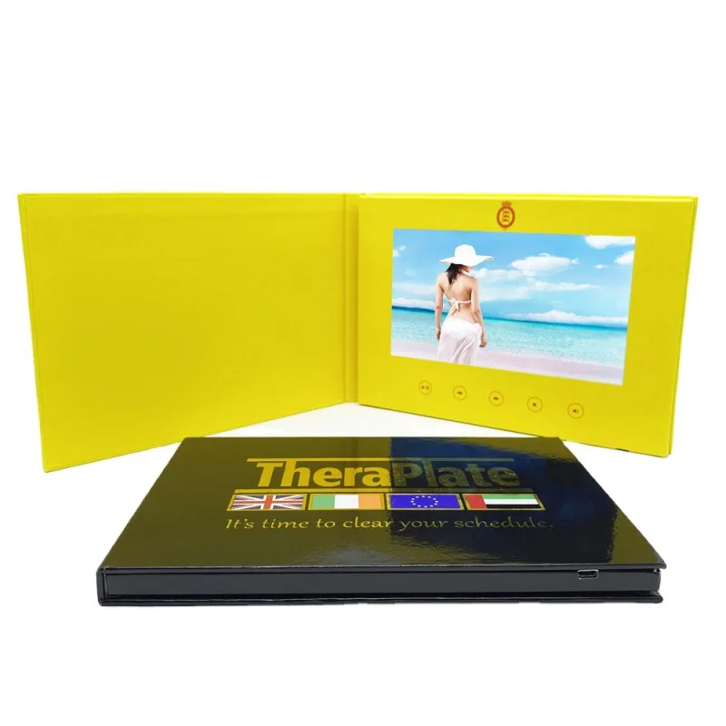 맞춤형 A5 인치 하드 커버 디지털 LCD 스크린 비디오 소책자 브로셔 카드, 광고용 비즈니스 브로셔