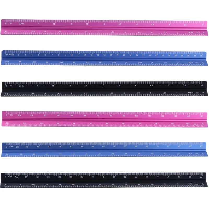 

12Inch Triangular Engineer Scale Ruler, Metric Scale 1:20, 1:25, 1:50, 1:75, 1:100, 1:125 for Engineering Drafting
