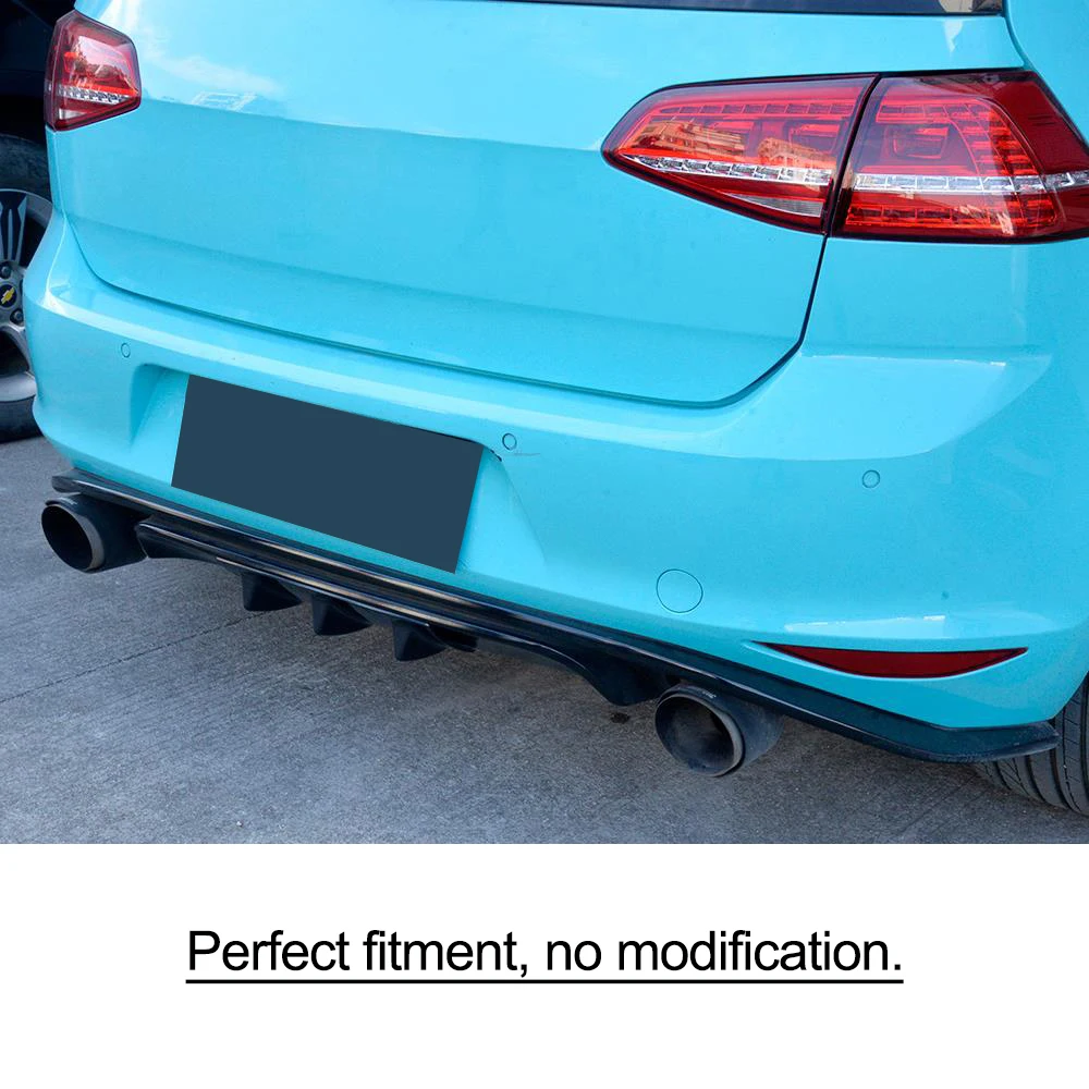Universal Car Rear Bumper Diffuser Lip 5 3 Fin Shark Fin for BMW E46 E60 E90 for Ford Focus 2 Audi A3 Carbon Look /Glossy Black