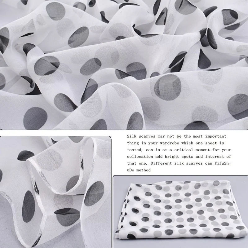 2024 Fashion Printed Dot Chiffon Hijab Scarf Women Pareo Lady Bandanas Beach Towels Summer Muslim Veil Wrap Female Foulard - Image 6