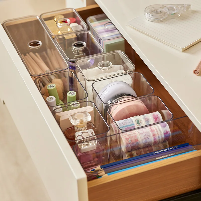 

Drawer Desk Organizer Clothes Storage Box With Lid Clear Acrylic Makeup Organizer Drawer Office Stationery Box Cosmetics Storage