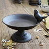 Antique Rustic Round Cast Iron Footed Bird Feeder With Bottom Base Home Garden Decor Table Heavy Metal Storage Bowl Plate Tray 6