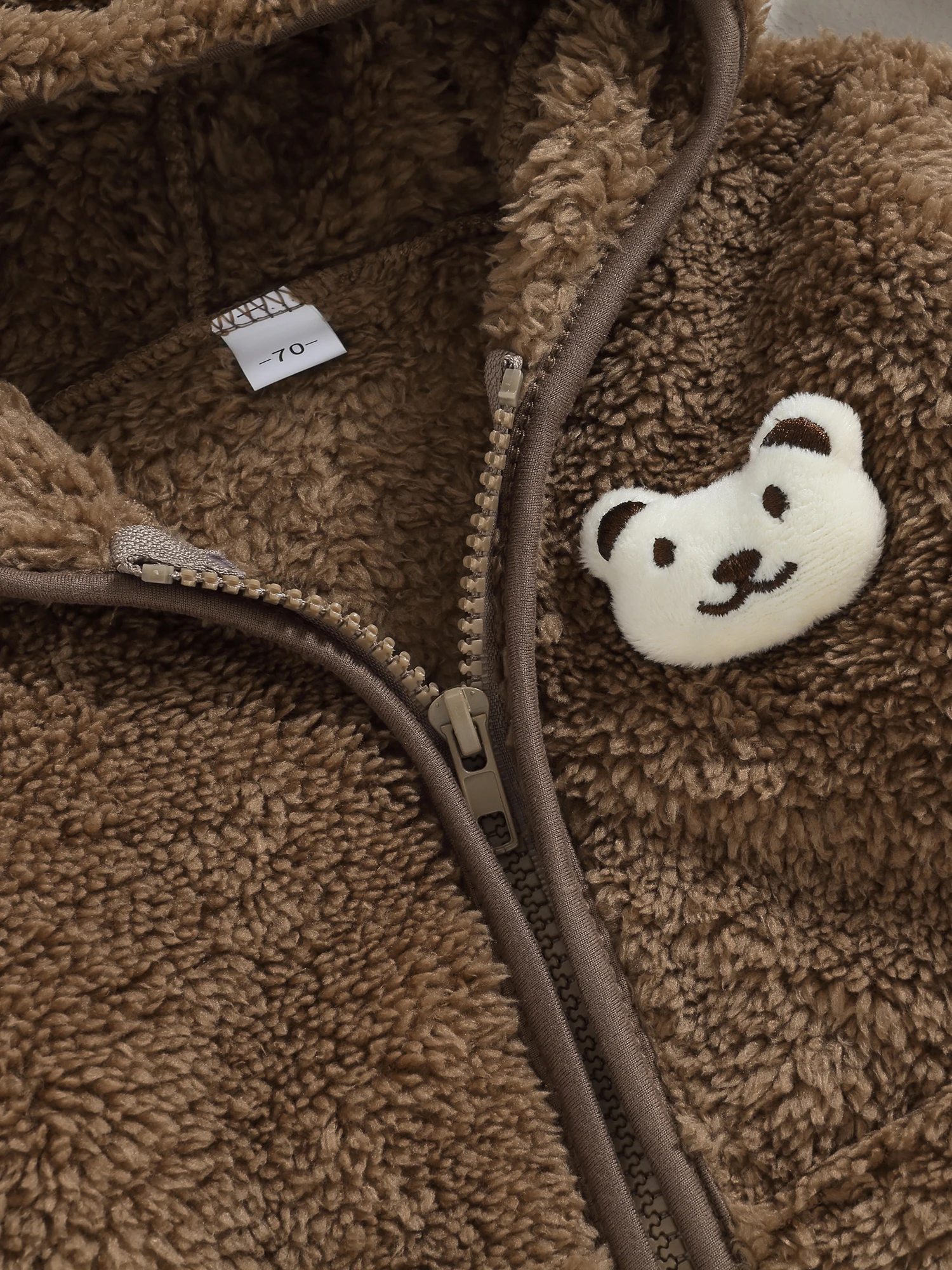 사랑스러운 곰 귀 후드 퍼지 코트,  여아 또는 남아용 지퍼 클로저, 유니섹스 겨울 의류