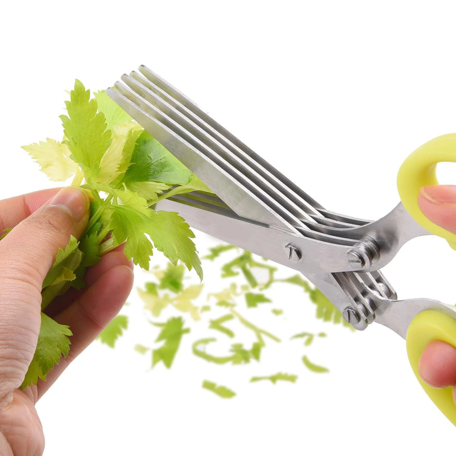 Multi-functional 5 Layer Kitchen Scissors Pepper Shredded Chopped Scallion Cutter Laver Cut Stainless Steel Kitchen Gadgets
