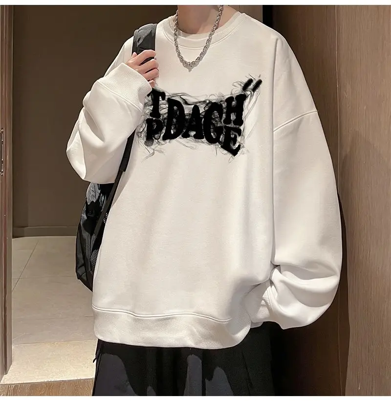 Pullover Letter Print Hoodies Women Men Harajuku Grunge Graphic Sweatshirts Loose Casual O-Neck All-Match Pullover Tops