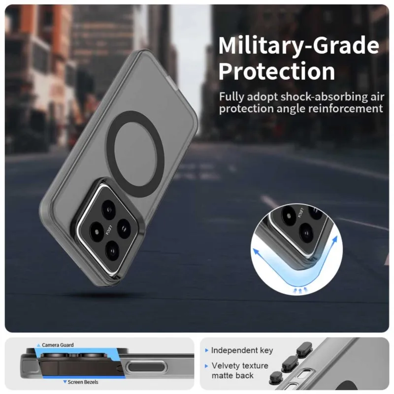 Luxury Matte Transparent Magnetic Phone Case - Shockproof and Wireless Charging Compatible