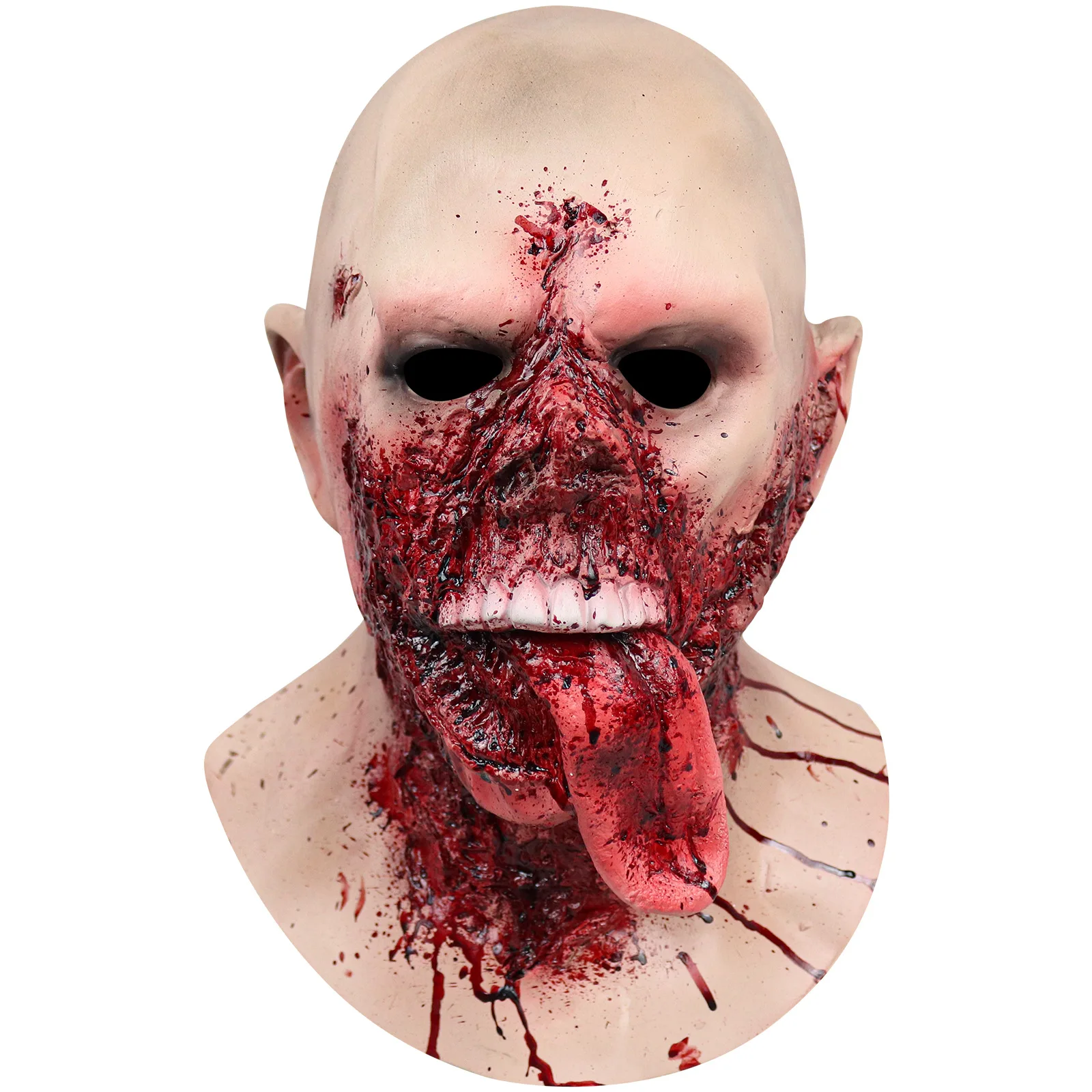 

Zombie Bloody Bad Face Tongue Latex Mask Creepy Haunted House Horror Show Cosplay Costume Props