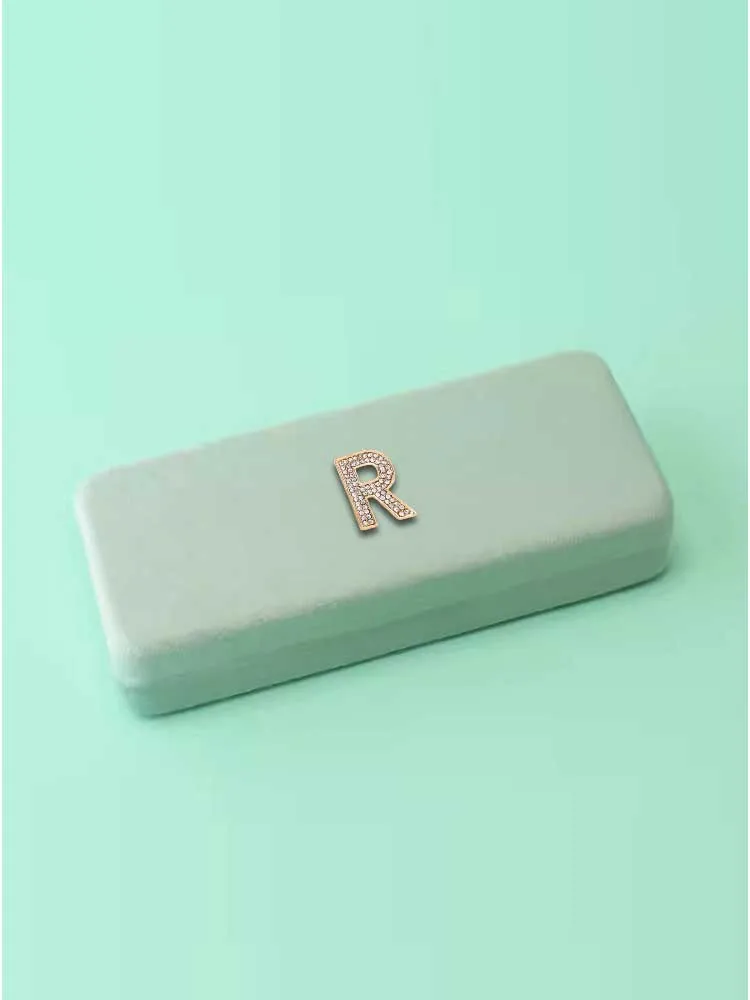 

Customized Solid Color Portable Glasses Storage Case for Women Personalized Customer Name-Candy Goldtone Crystal Optional Letter