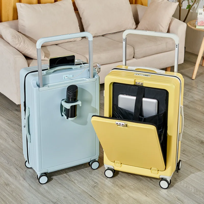 

New luggage front opening multi-functional suitcases good-looking trolley case female mute universal boarding bag male