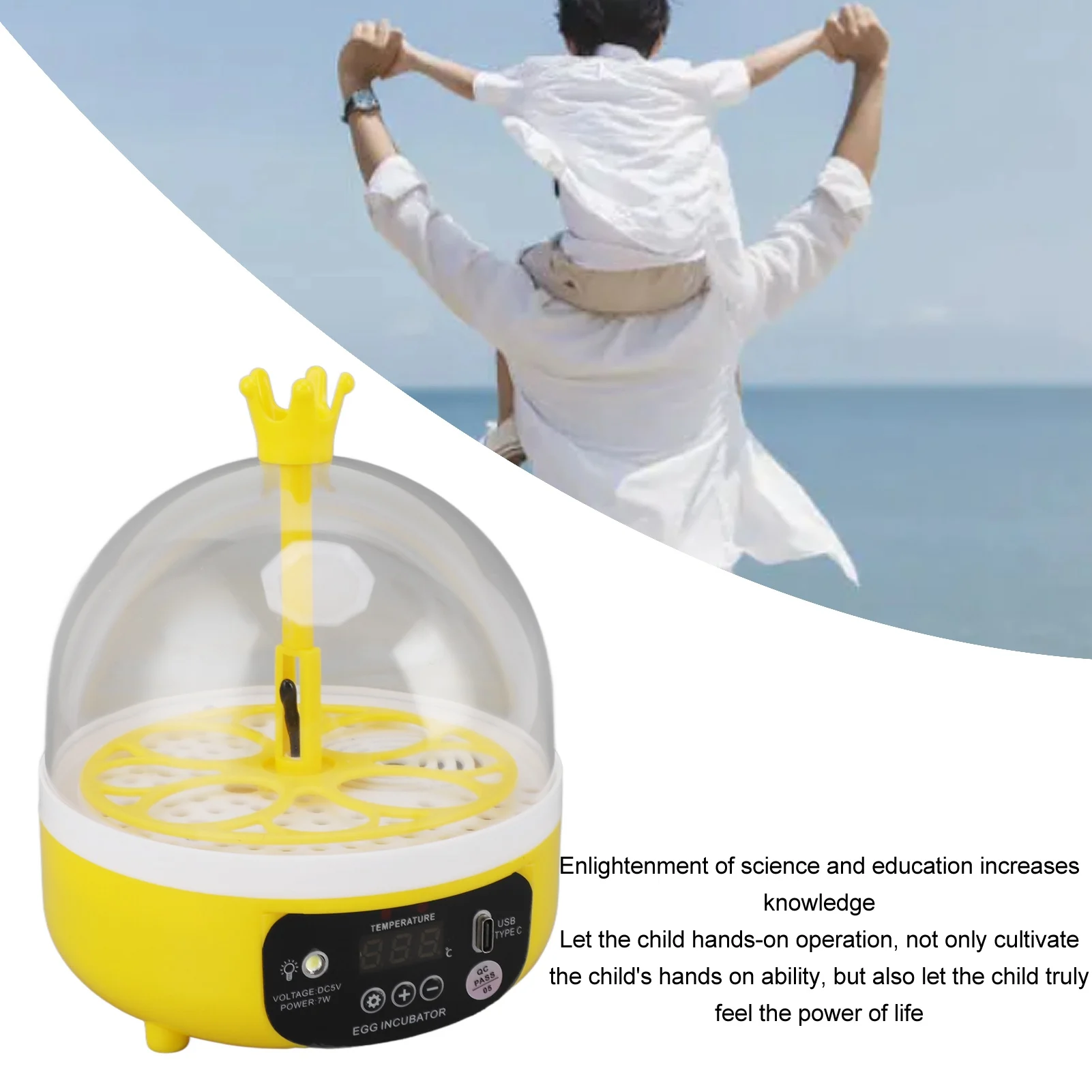 Mini Egg Incubator for Home Automatic Temperature Humidity Control 4 Eggs Candler Poultry Hatching Machine for Chickens Ducks Pi 6