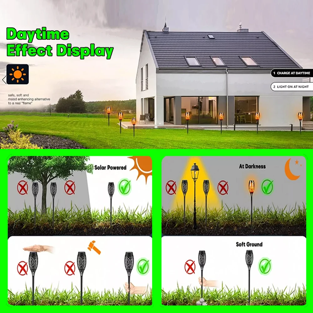 12LED Solar Flame Torch Lights – Outdoor Flickering Lamps 3