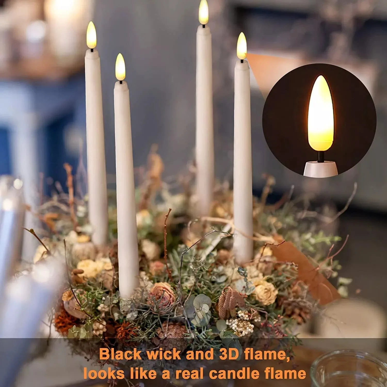 LED Flameless Taper Candles 11" Battery Operated with 10-Key Remote Christmas Home Wedding Decor
