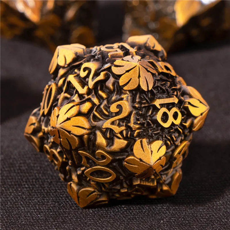 

OUKELANWO Root Metal Dice Set DND, Polyhedral Dungeon and Dragon Dice, D&D Dice for RPG Role Playing Game D20 D12 D10 D8 D6 D4
