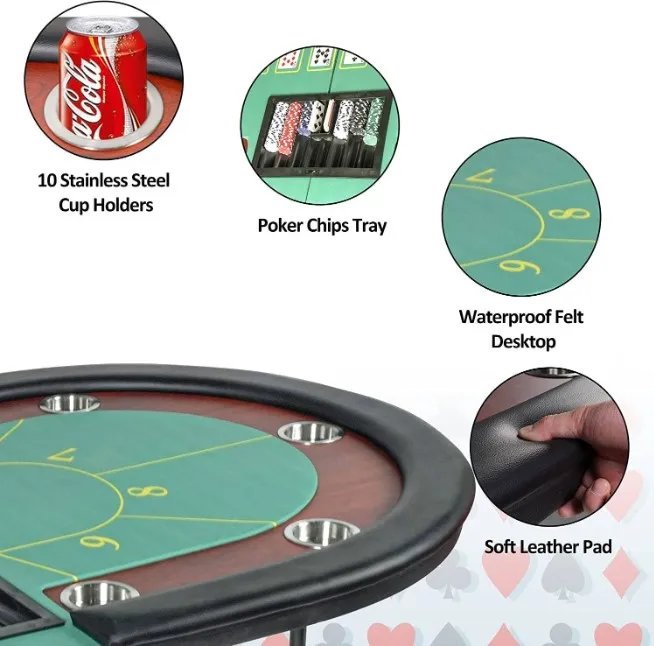 Table De Poker Pliante De Forme Octogonale En MDF Et Métal De Couleur Verte Et Noire Vida Xl