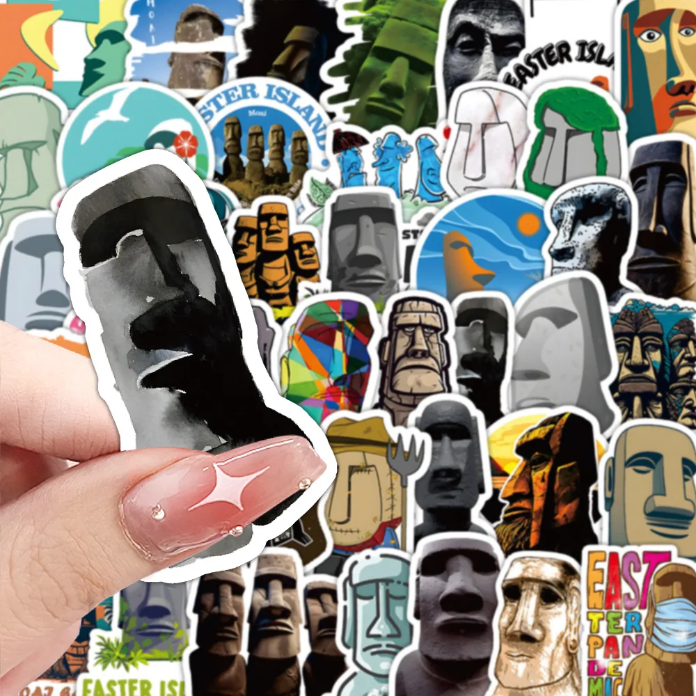 10/60PCS Ostern Insel Stein Statue Aufkleber Lustige Cartoon Aufkleber Kühlschrank Gepäck Laptop Telefon Gitarre Auto Fahrrad Skateboard Spielzeug