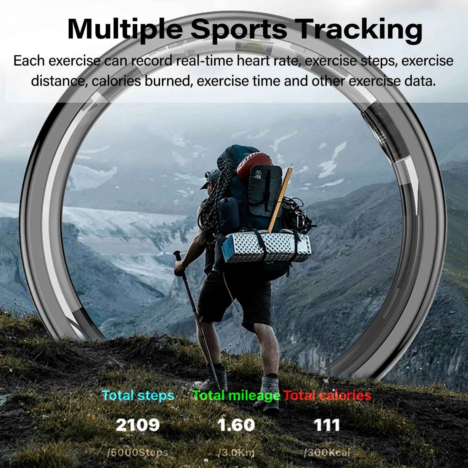 Anello Intelligente R02S con Custodia di Ricarica, Analisi Salute AI, Monitoraggio Frequenza Cardiaca e Sonno, Controllo Gesti, Modalità Multi-Sport - immagine 6