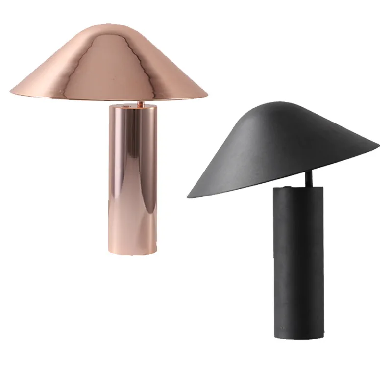 

Nordic Aluminum Mushroom Shape Iron Table Lamp Matte Black / Rose Golden Plated Desk Lamp with 2 LED E27 Touch Sensor Switch